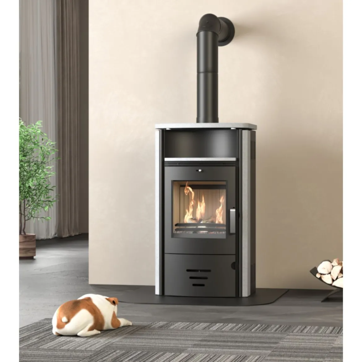 Kaminofen Stockholm 4.0 6,5kW GranitAnschl. oben 150mm