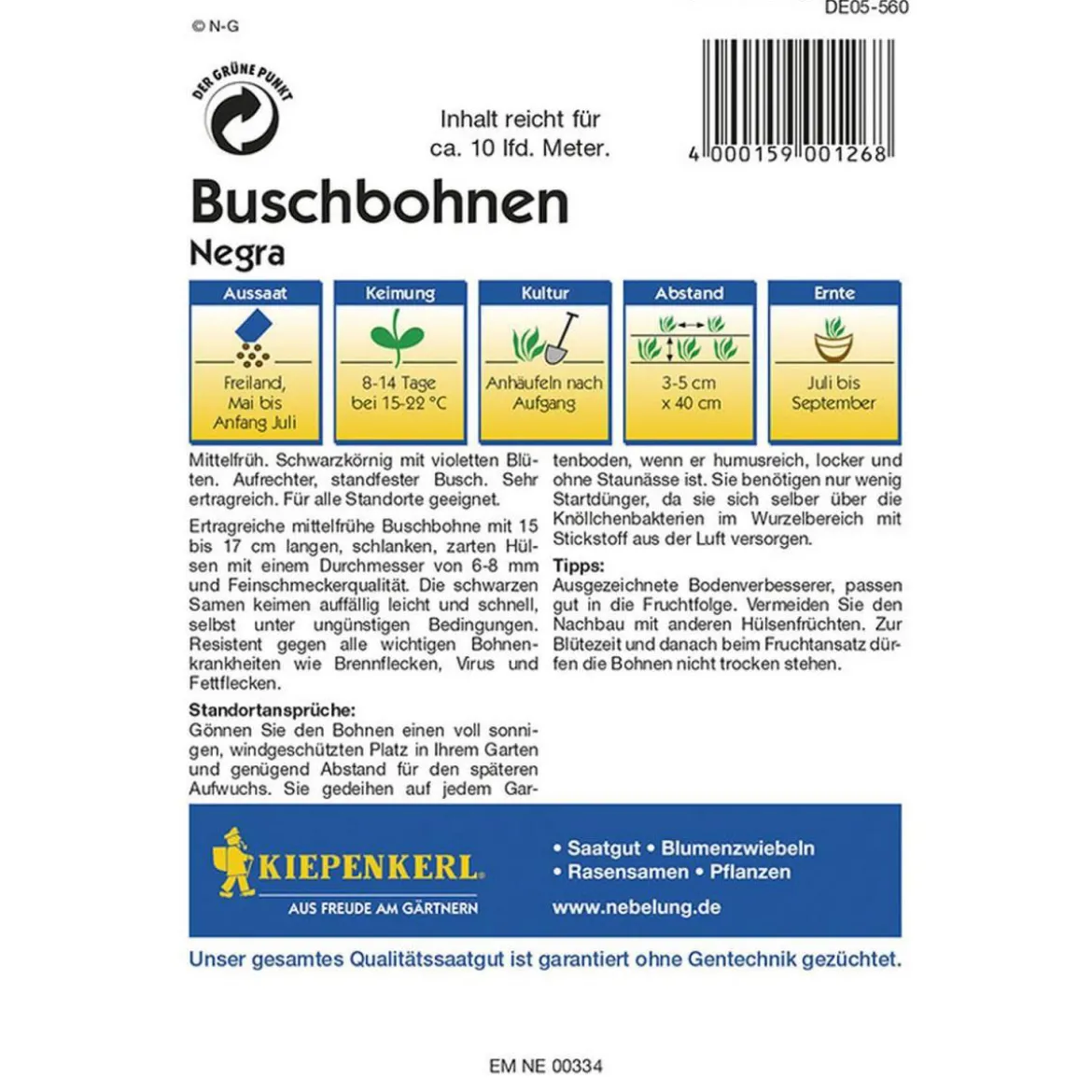 Kiepenkerl Buschbohnen Negra Profi-Line