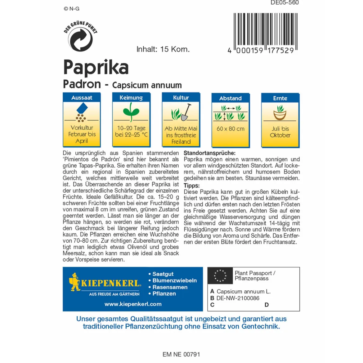 Kiepenkerl Paprika Padron