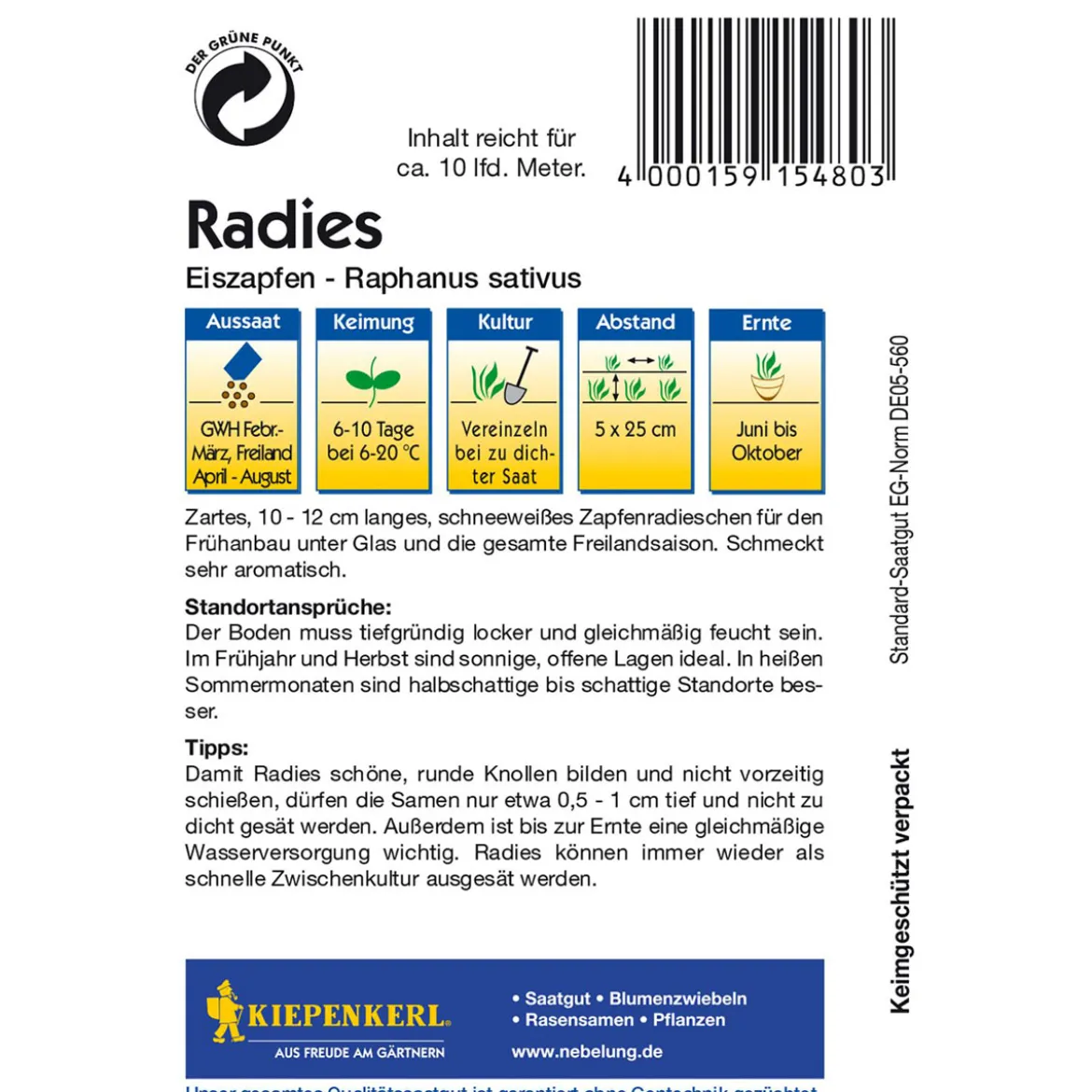 Kiepenkerl Radies Eiszapfen