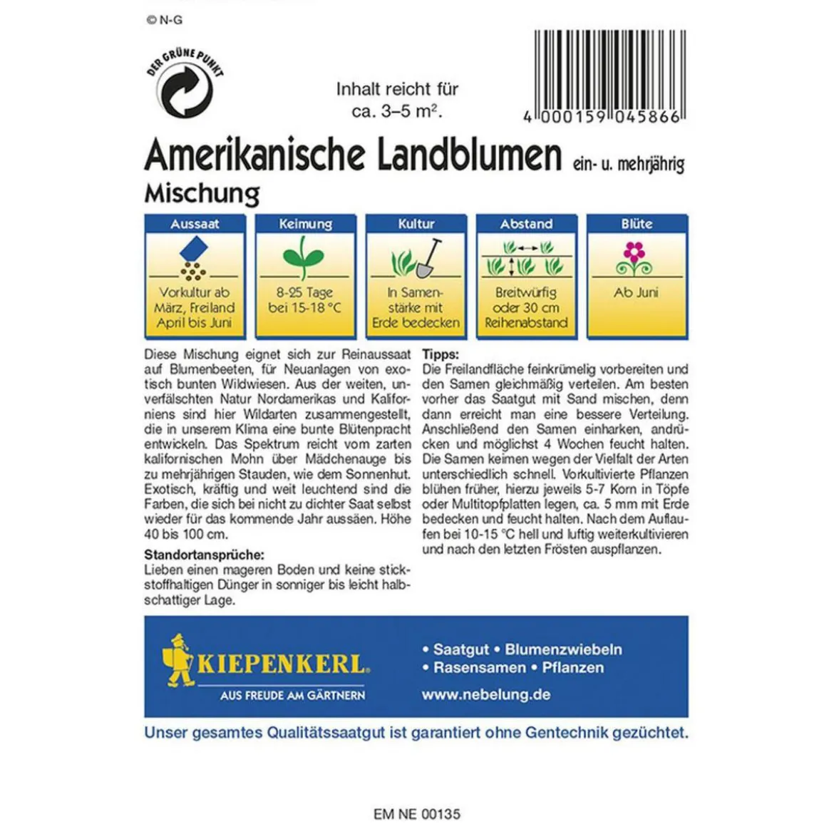 Kiepenkerl Wildblumen amerikanische Landblumenmischung Profi-Line