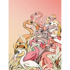 KomarVlies Fototapete Flamingos and Lillys 200x280 cm