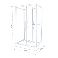 Komplettdusche Urban 2 Rectangle BxHxT115x215x90, Alu. Schwarz