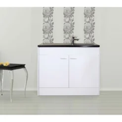 Kompl. Spuele 100x50cm weiss Drehtuer