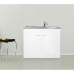 Kompl. Spuele 100x50cm weiss Drehtuer