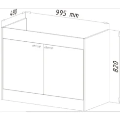 Kompl. Spuele 100x50cm weiss Drehtuer