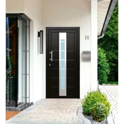 Kunststoff-Haustür D84 anthrazit 100 x 210 cm Anschlag links