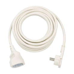 Kurzverlaengerungsleitung weiss mitWinkel-Flachstecker 5m H05VV-F3G1,5