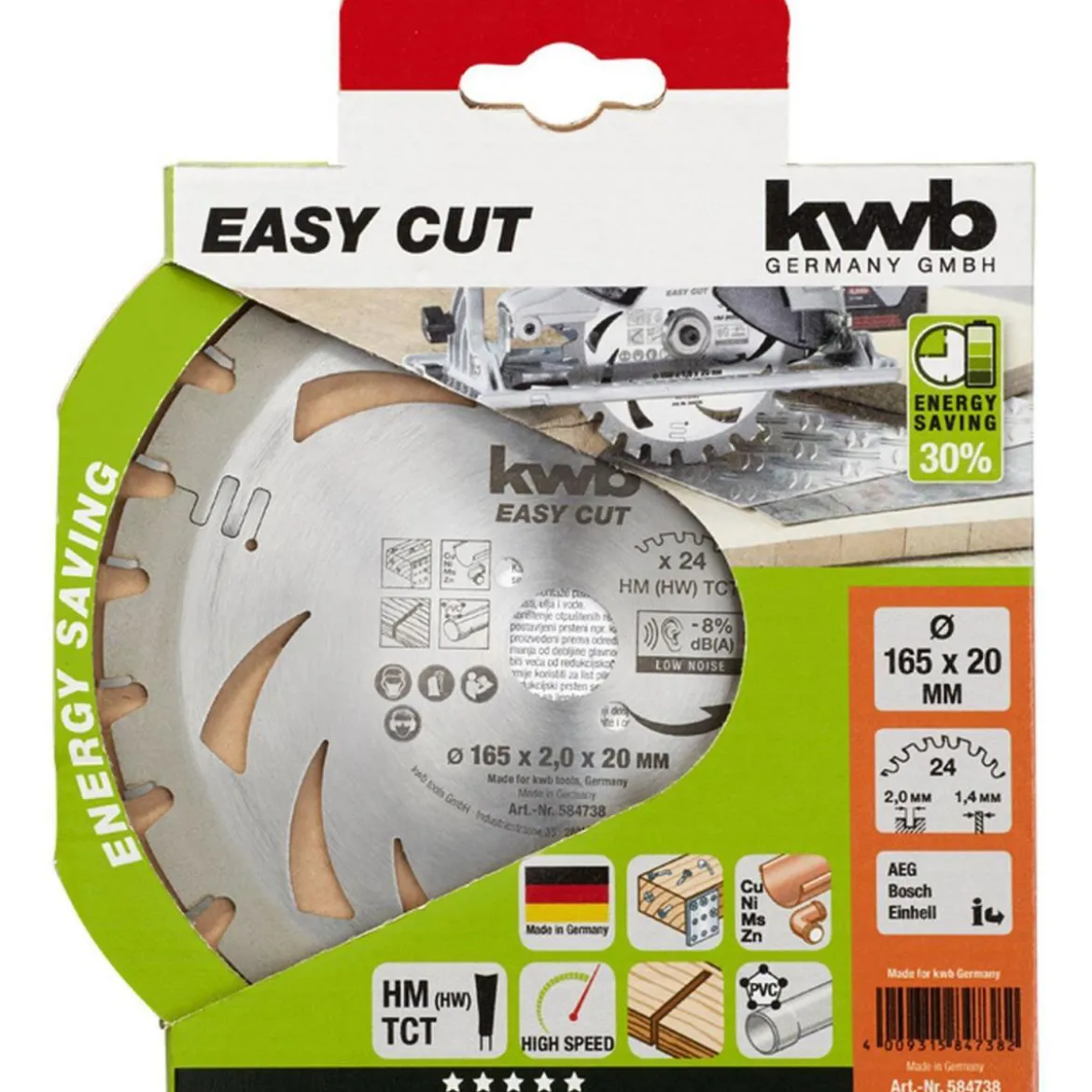 kwbDünnschnitt-Kreissägeblatt Easy Cut Durchmesser 165 mm