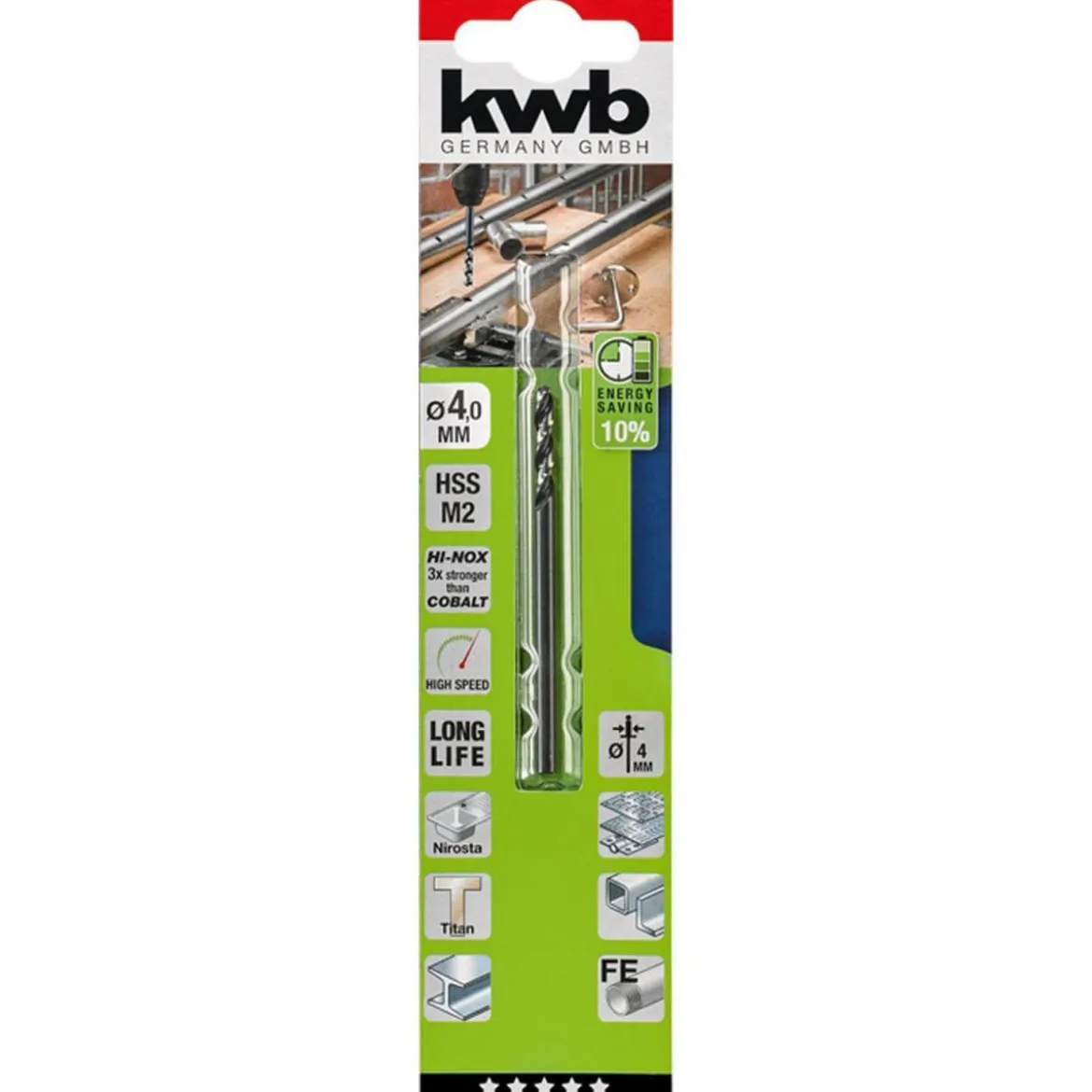 kwbMetallbohrer Hi-Nox M2 Durchmesser 4 mm