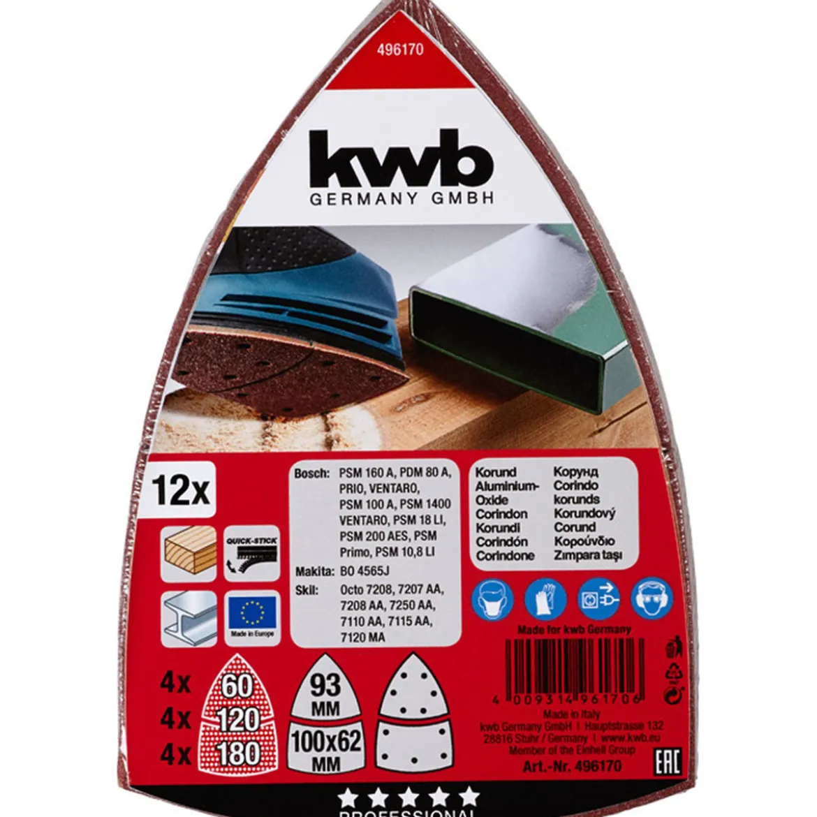 kwbSchleifdreiecke Quick Stick Holz und Metall