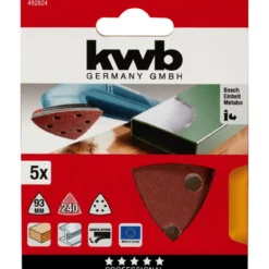 kwbSchleifdreiecke Quick Stick Holz und Metall 93 mm K240