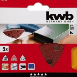 kwbSchleifdreiecke Quick Stick Holz und Metall 105 mm K80