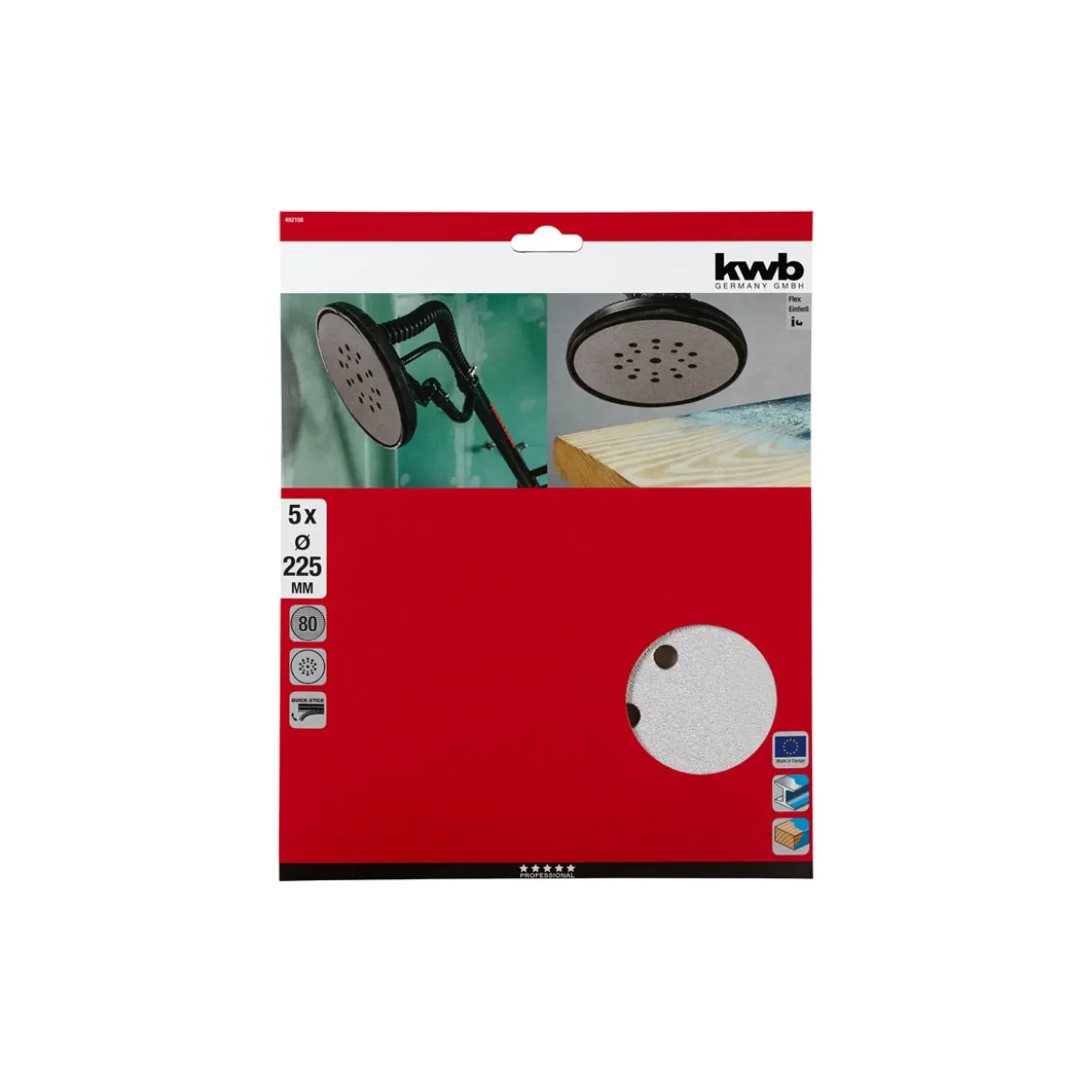 kwbSchleifscheiben Quick-Stick Holz und Lack Silberschliff Durchmesser 225 mm K80
