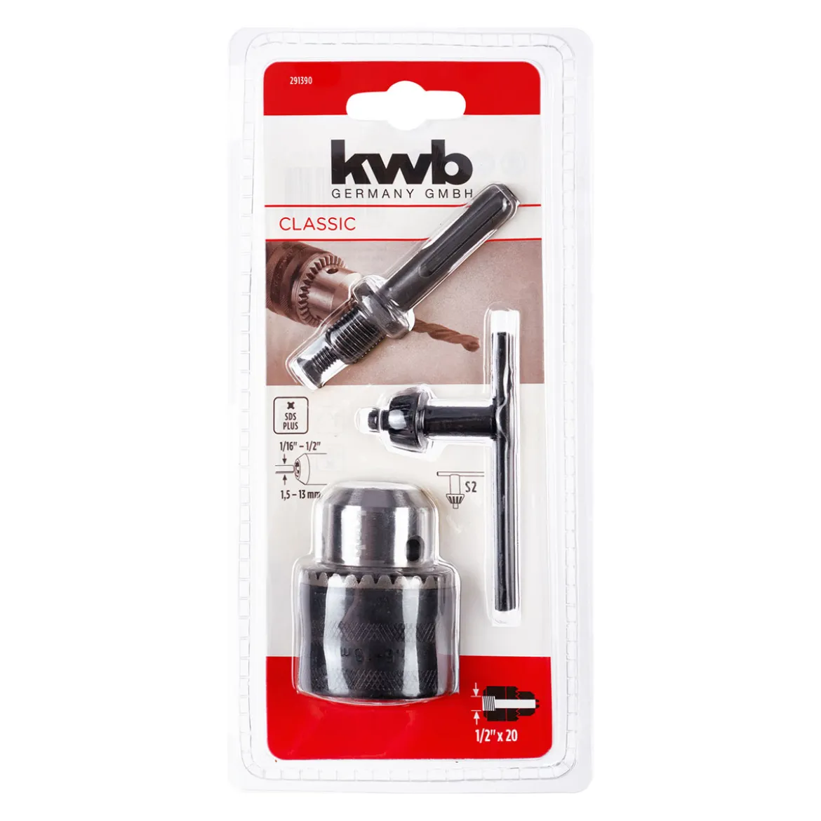 kwb Zahnkranz-Bohrfutter mit SDS Plus Adapter 1/2" x 20 mm 1,5 - 13 mm