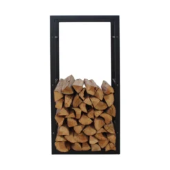 MyFireTool Kaminholzhalter Schwarz Pulverbeschichtet L45xB30xH96cm