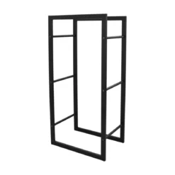 MyFireTool Kaminholzhalter Schwarz Pulverbeschichtet L45xB30xH96cm