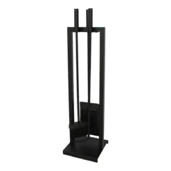 MyFireTool Kaminofenbesteck, 3tlg., Farbe: Schwarz, pulverbeschichtet
