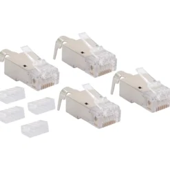 Netzwerkstecker 8-8- 4 Stueck CAT 6a/CAT7 silber/grau