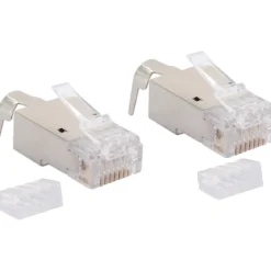 Netzwerkstecker 8-8- 2 Stueck CAT 6a/CAT7 silber/grau