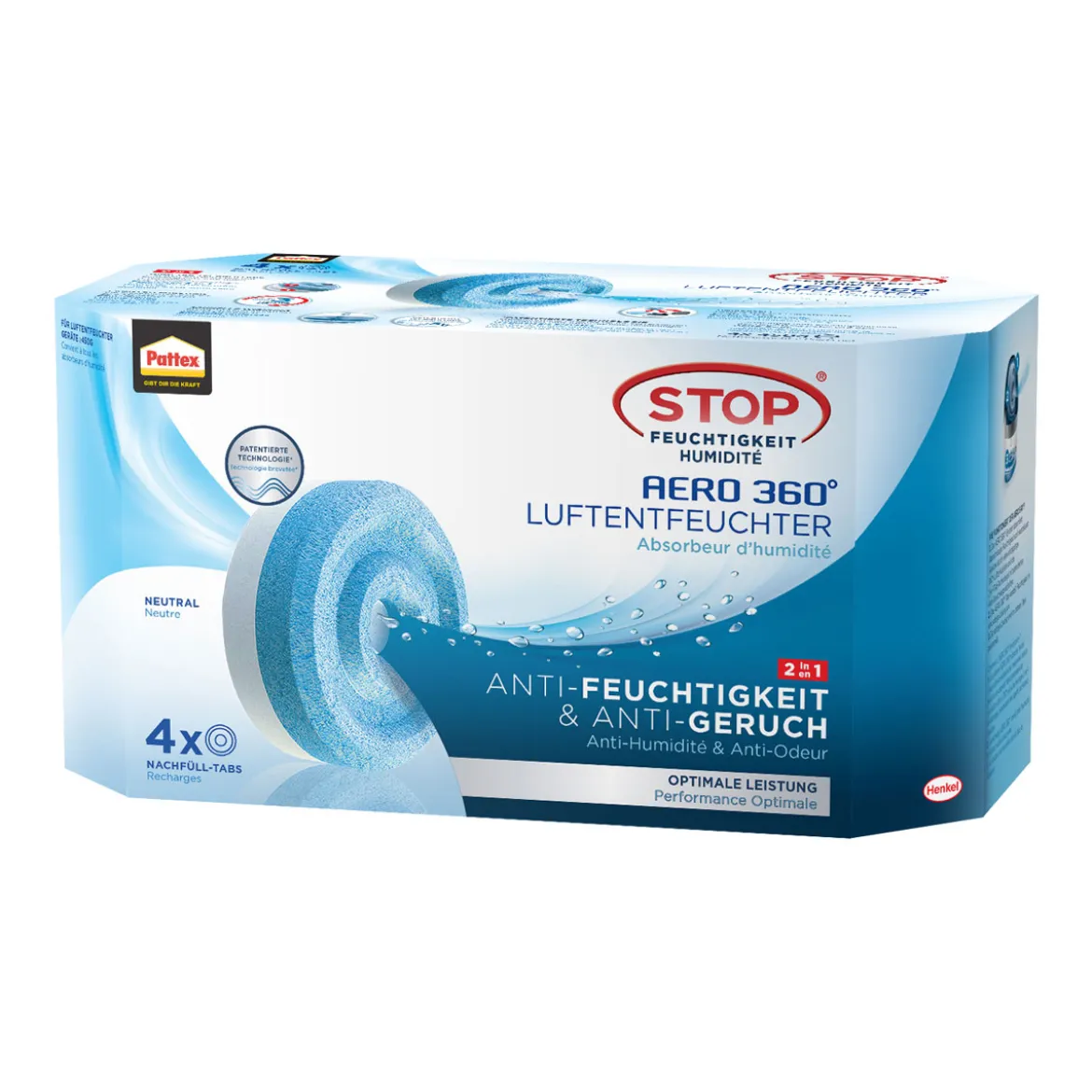 Pattex Luftentfeuchter Tabs AERO 360 Neutral Tabs 4 x 450 g