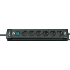 Premium-Line 6fach schwarz DE3m H05VV-F3G1,5 mit Schalter