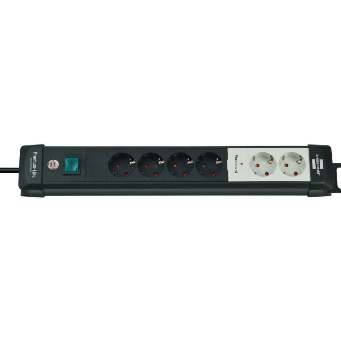 Premium-Line 6fach schwarz DE3m H05VV-F3G1,5 mit Schalter/2 permanent