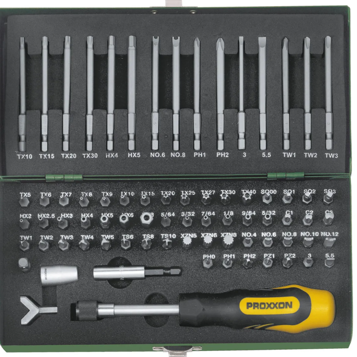 Proxxon Industrial Sicherheits- und Spezialbit-Satz 1/4 Zoll 75-teilig