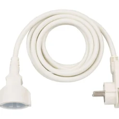 Qualitaets-Verlaengerungskabel mitFlachstecker 3m H05VV-F3G1,5 weiss