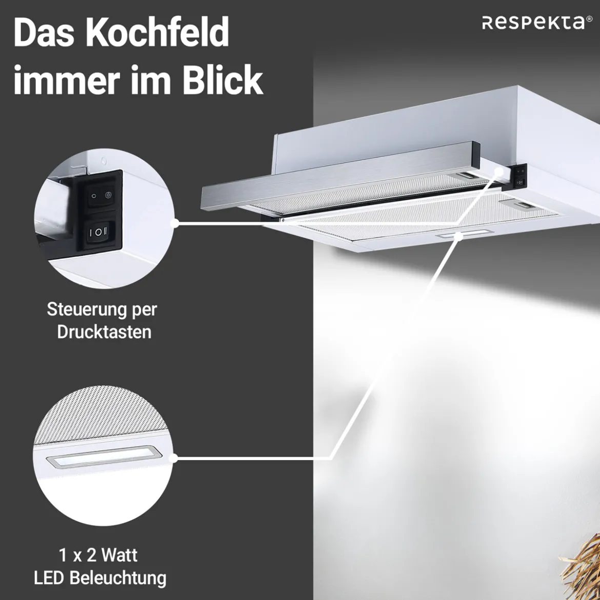 Respekta Dunstabzugshaube CH4138IXCEdelstahl_weiß
