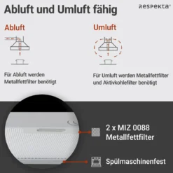 respekta Haube Edelstahl 60cm EEK A++9 Leistungsstufen LED-Beleuchtung