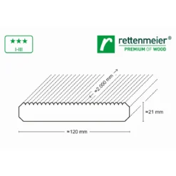 Rettenmeier Terrassendiele Kiefer grau 200 x 12 x 2,1 cm