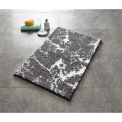 RidderTeppich Marmor 60 x 90 cm grau-weiß Polyester-Microfaser