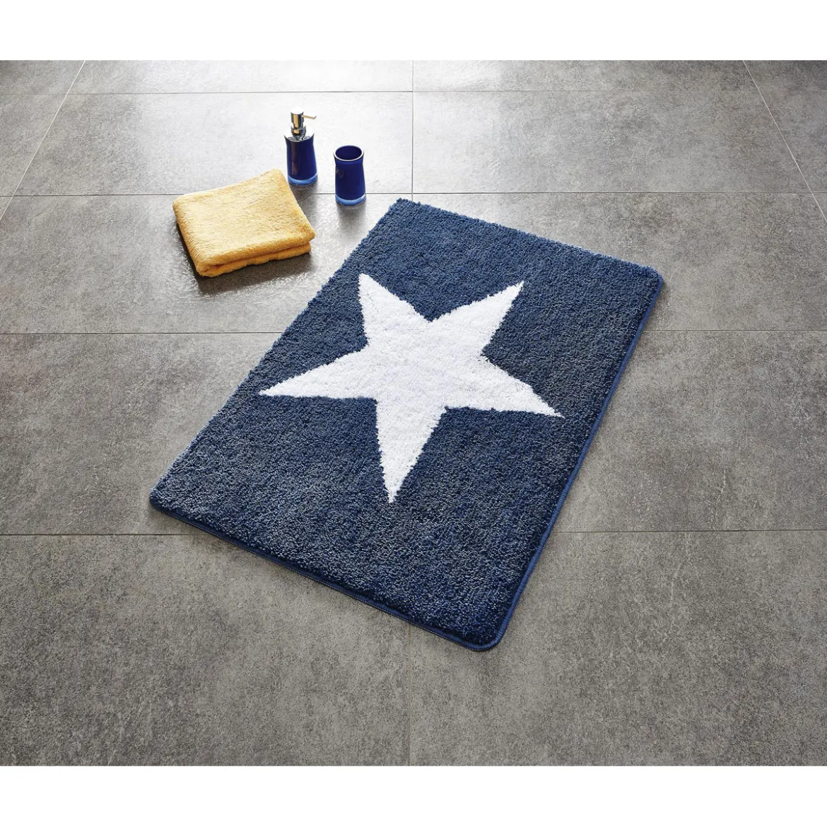 RidderTeppich Star 55 x 50 cm weiß-blau Polyester-Microfaser
