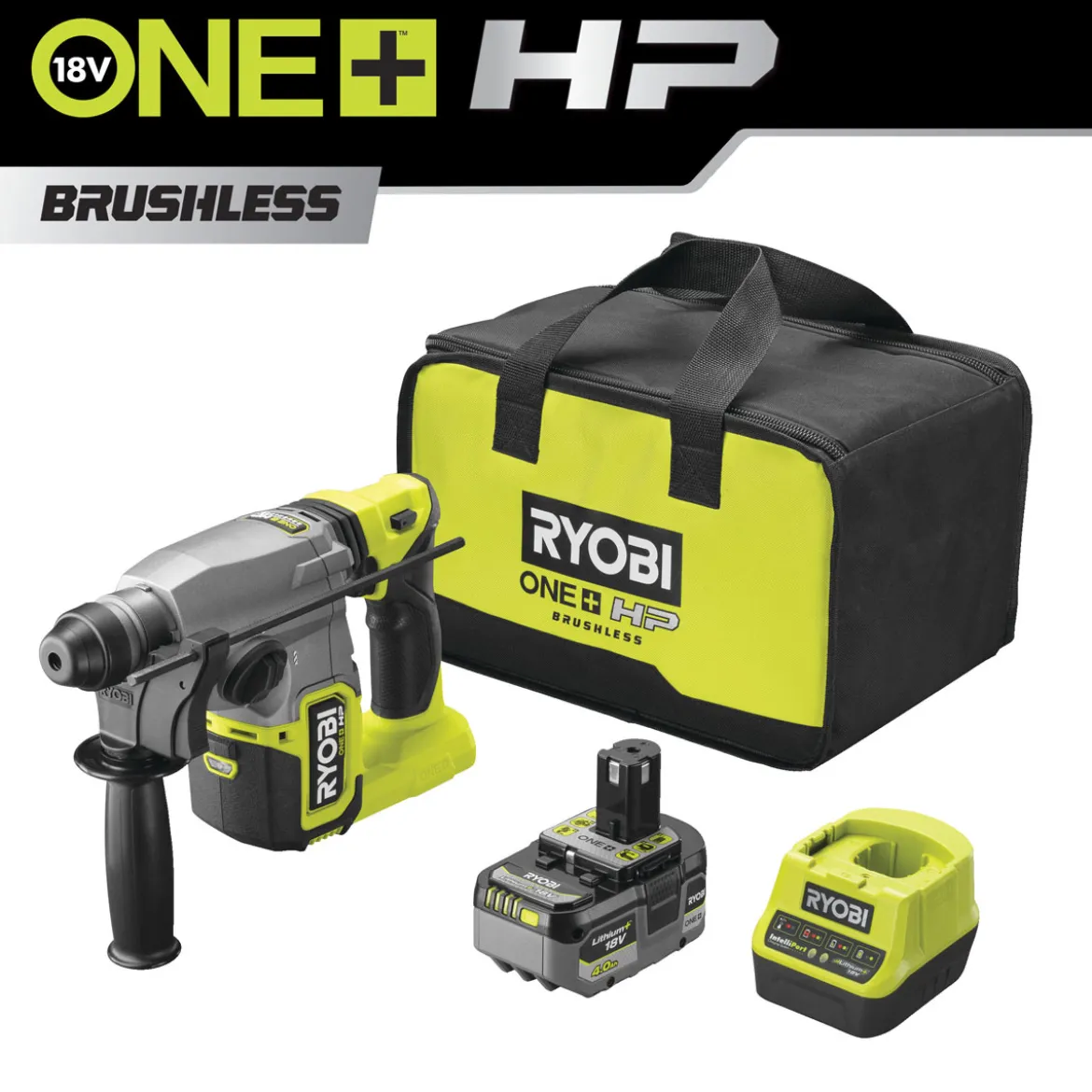 RyobiAkku-SDS-Bohrhammer RSDS18X-1C40S mit Akku und Ladegerät