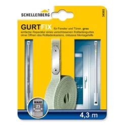 Schellenberg Gurt-Reparatur-Set Maxi 4,3m Gurt-Fix für 23 mm Gurtband grau