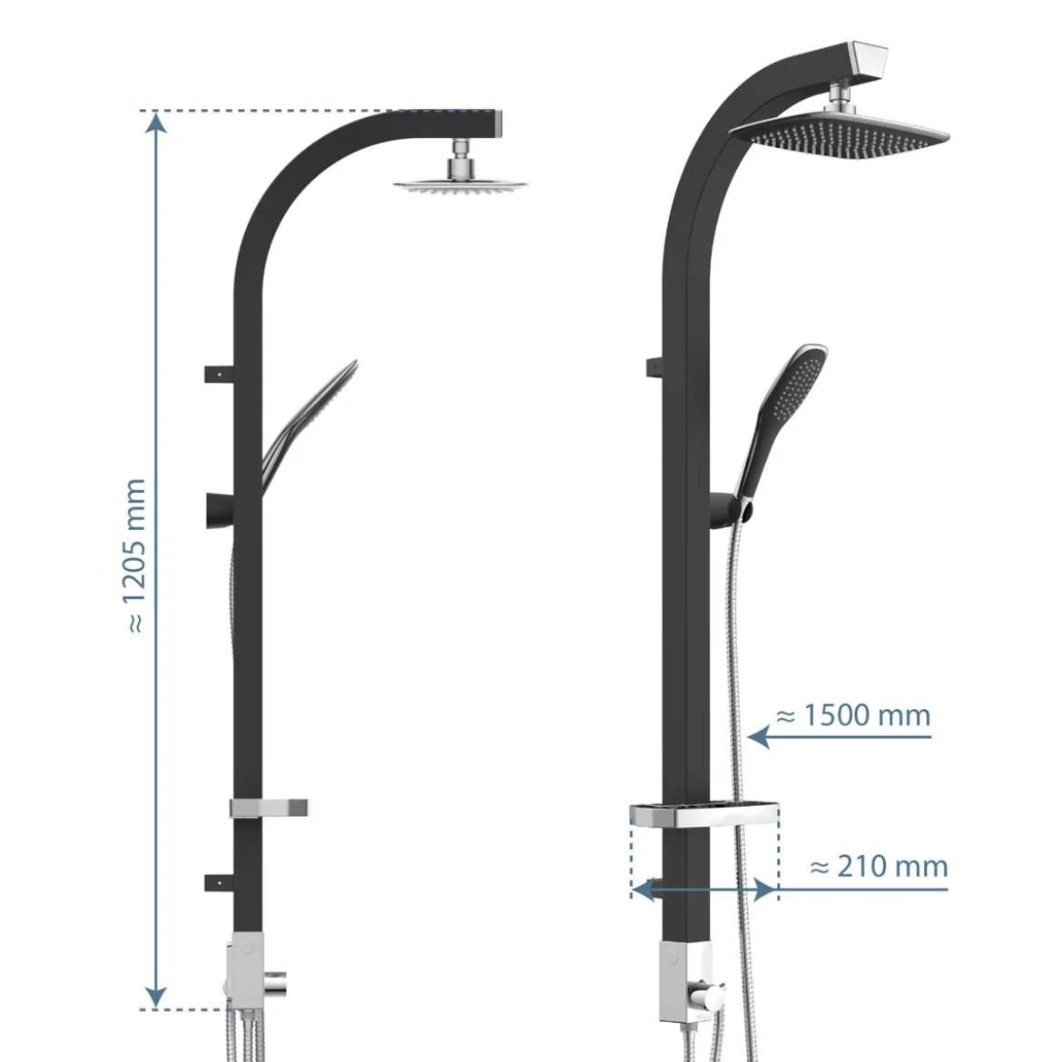 Schütte Überkopfbrause-Set Madagaskar schwarz