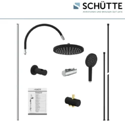 Schütte Überkopf-Brauseset Matao Rain chrom/Schwarz matt