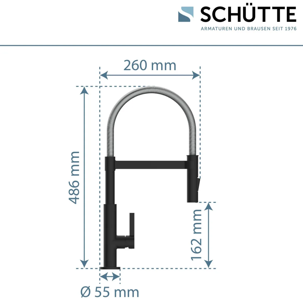 Schütte Spültischarmatur Miami schwarz matt Hochdruck ausziehbar