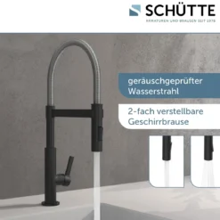 Schütte Spültischarmatur Miami schwarz matt Hochdruck ausziehbar