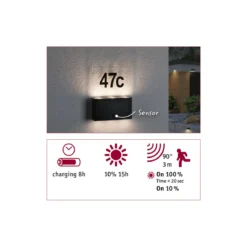 Solar Hausnummer Neda PIR AnthrazitIP44 3000K