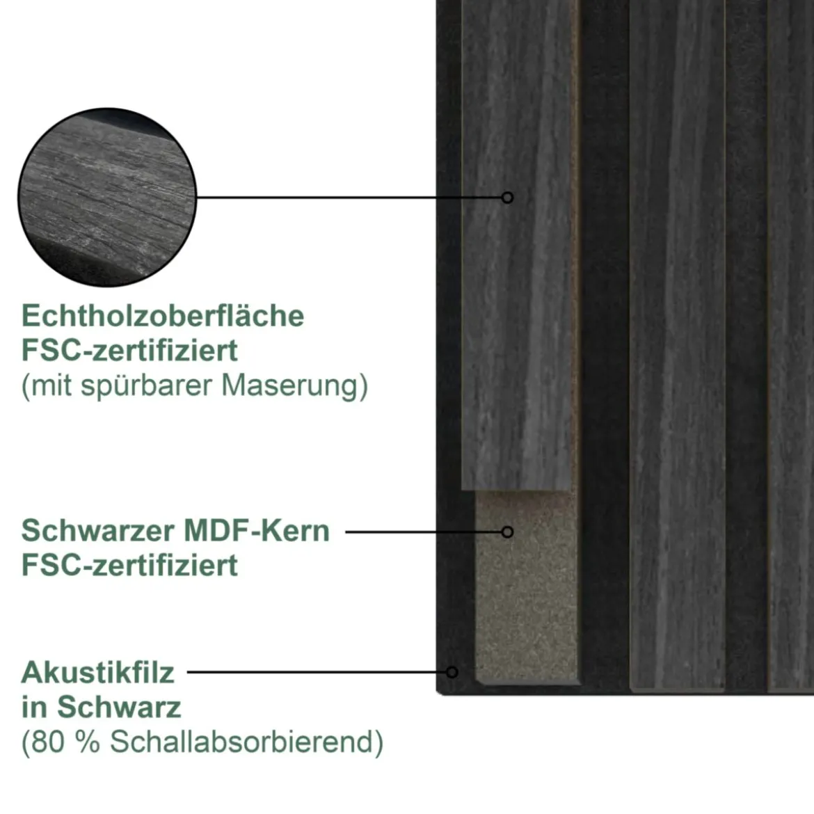 Sonido Elements Akustikpaneel Black oak1200x560x18mm FSC