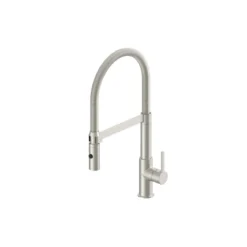SP-Armatur ALUNA mit Geschirrbrause,schwenkbar, Keramikkar., Edelstahl-Optik