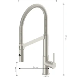 SP-Armatur ALUNA mit Geschirrbrause,schwenkbar, Keramikkar., Edelstahl-Optik