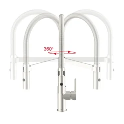 SP-Armatur ALUNA mit Geschirrbrause,schwenkbar, Keramikkar., Edelstahl-Optik
