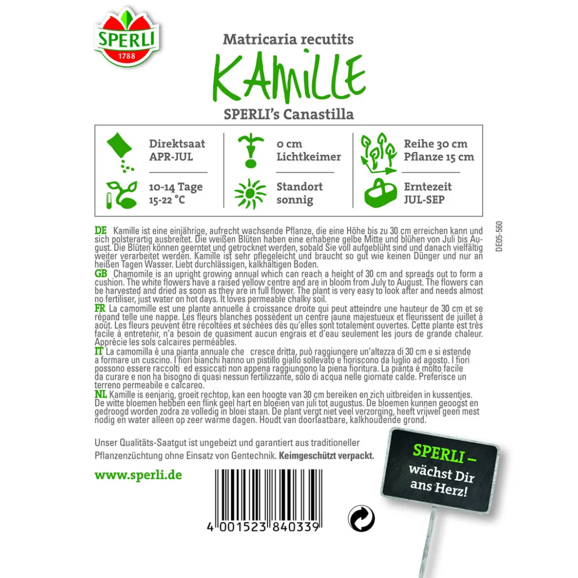Sperli Kamille ngs Canastilla