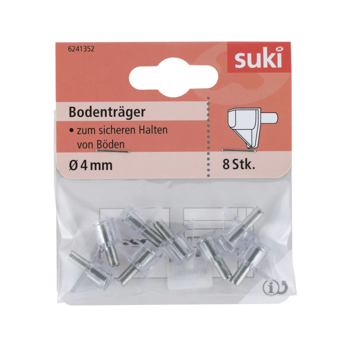 Suki Bodenträger Kunststoff Durchmesser 0,4 x 0,8 cm transparent 8 Stück