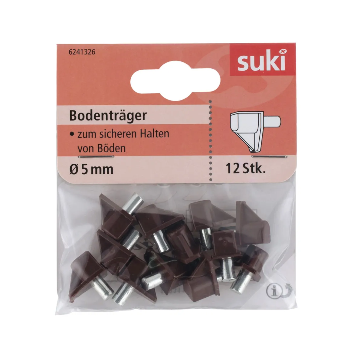 Suki Bodenträger Stahl Durchmesser 0,5 x 0,8 cm braun 12 Stück