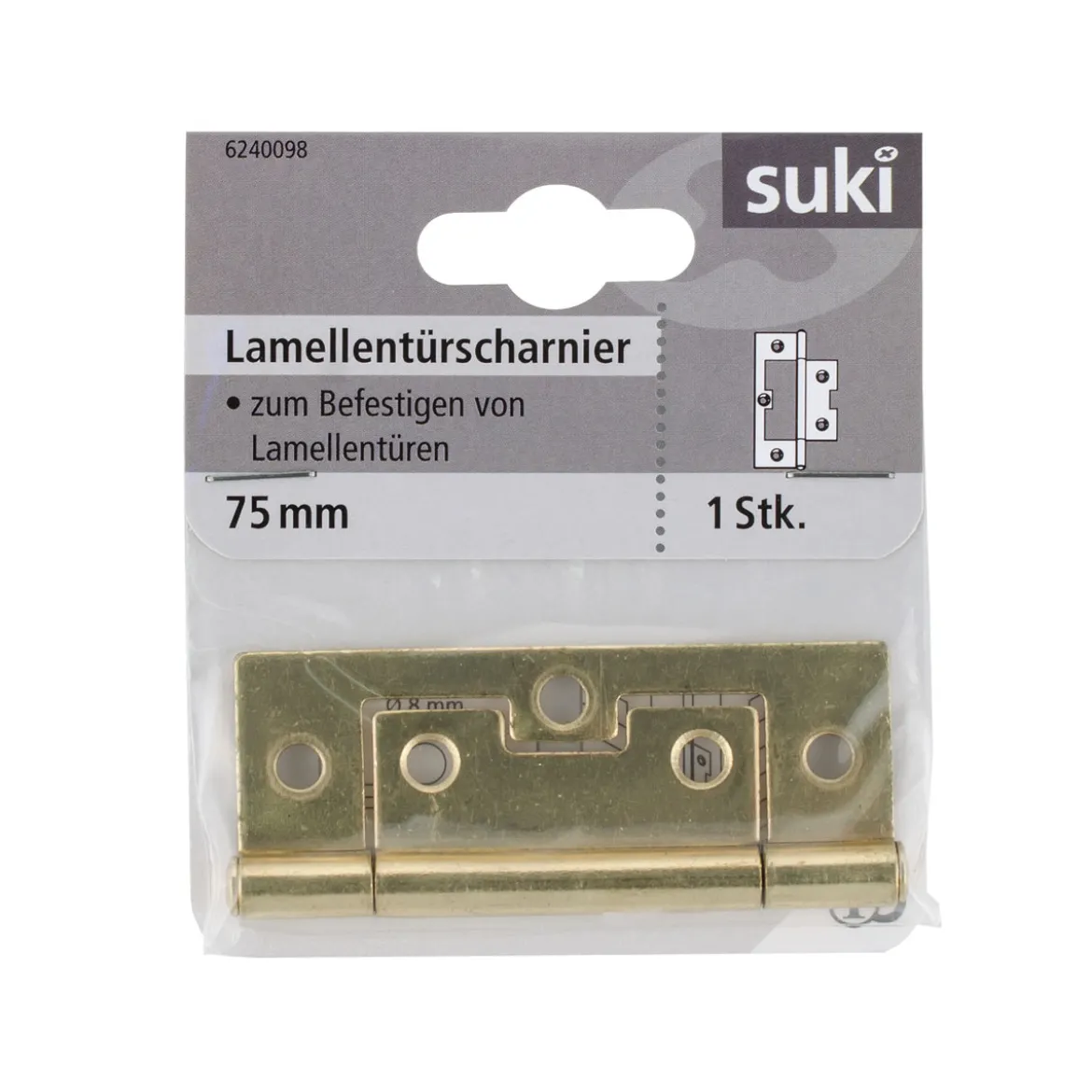Suki Lamellentürscharnier vermessingt 7,5 cm