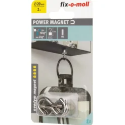 Suki Topfmagnet Neodym mit Schraubhaken M5 Ø 20 x 41 mm, silber